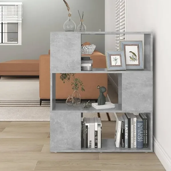 Bibliothèque/Séparateur de pièce Gris béton 80x24x94 cm