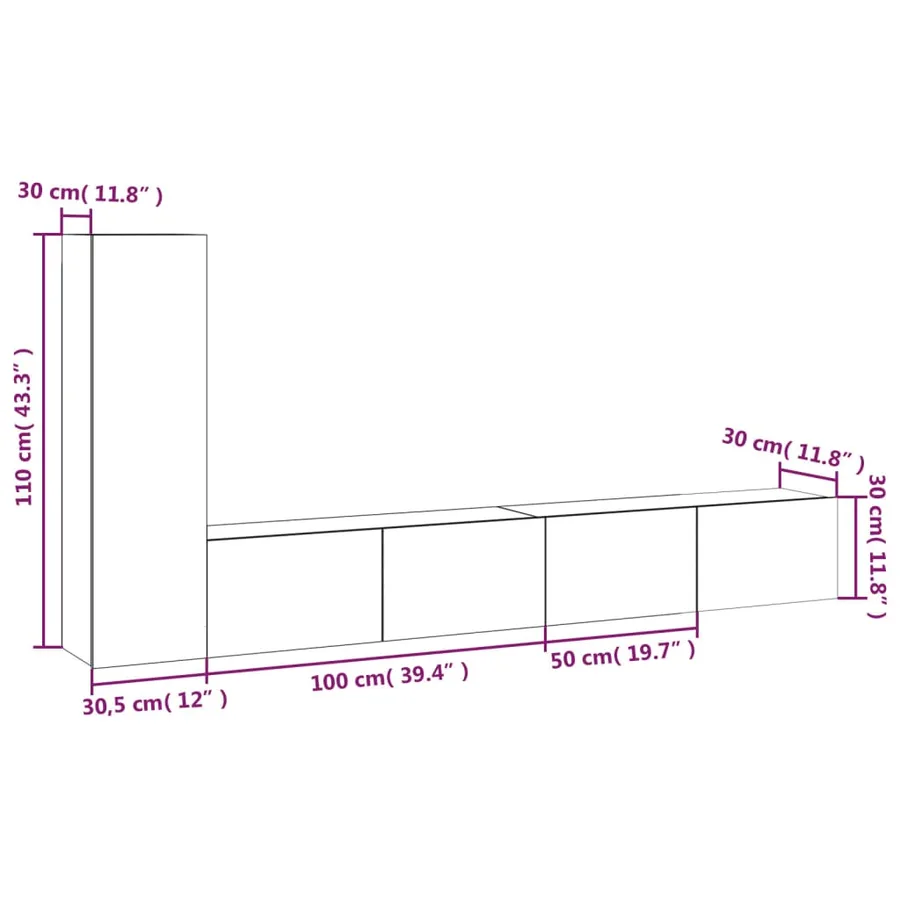 Ensemble de meubles TV 3 pcs Sonoma gris Bois d'ingénierie - 10