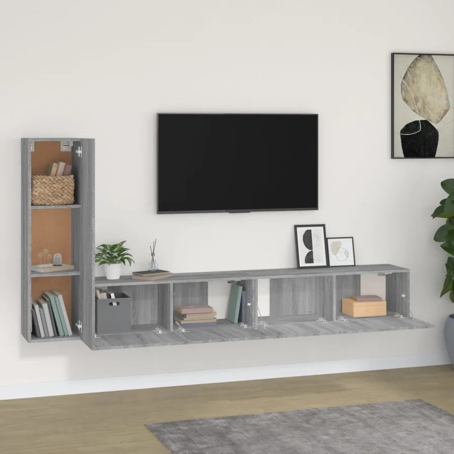 Ensemble de meubles TV 3 pcs Sonoma gris Bois d'ingénierie - 3
