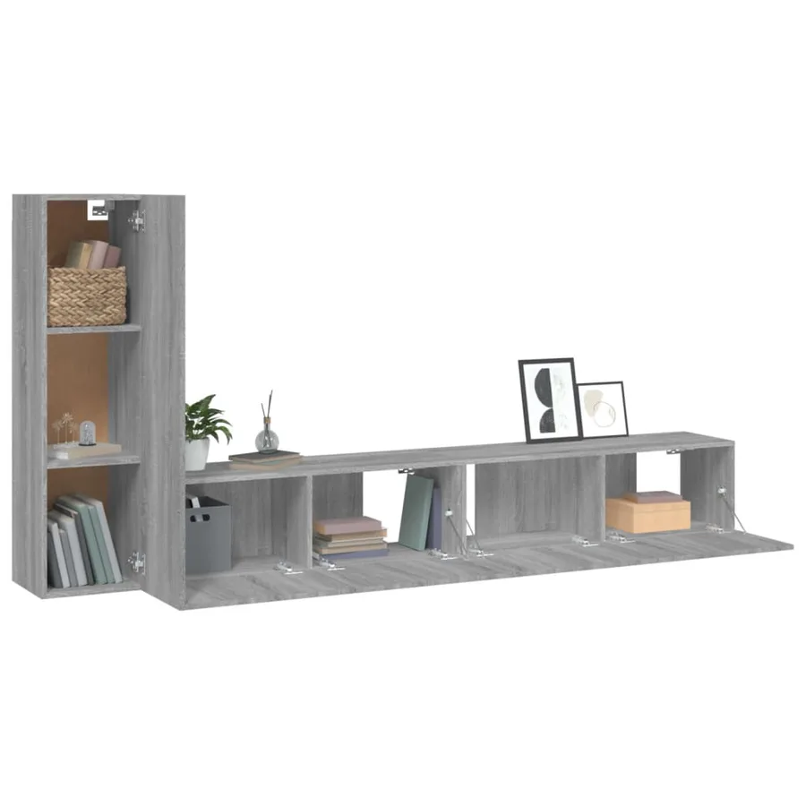 Ensemble de meubles TV 3 pcs Sonoma gris Bois d'ingénierie - 4