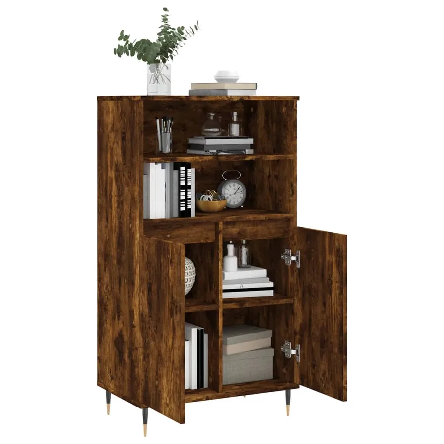 Buffet haut Chêne fumé 60x36x110 cm Bois d'ingénierie - 4