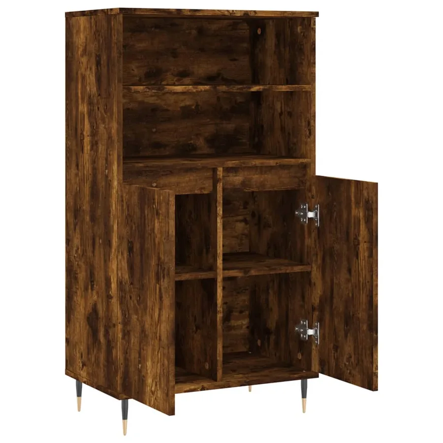 Buffet haut Chêne fumé 60x36x110 cm Bois d'ingénierie - 5