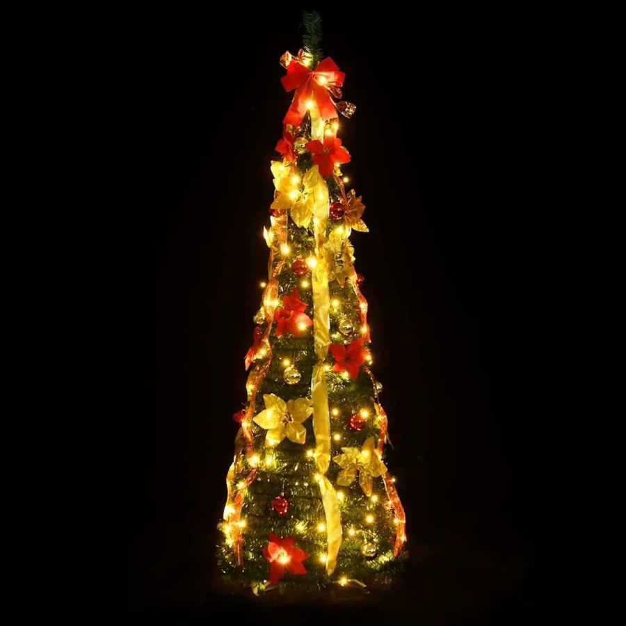 Sapin de Noël artificiel escamotable 200 LED vert 210 cm - 2