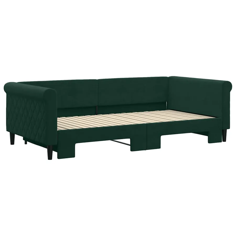 Lit de jour avec gigogne sans matelas vert foncé 100x200 cm - 3