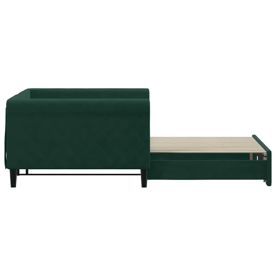 Lit de jour avec gigogne sans matelas vert foncé 100x200 cm - 4