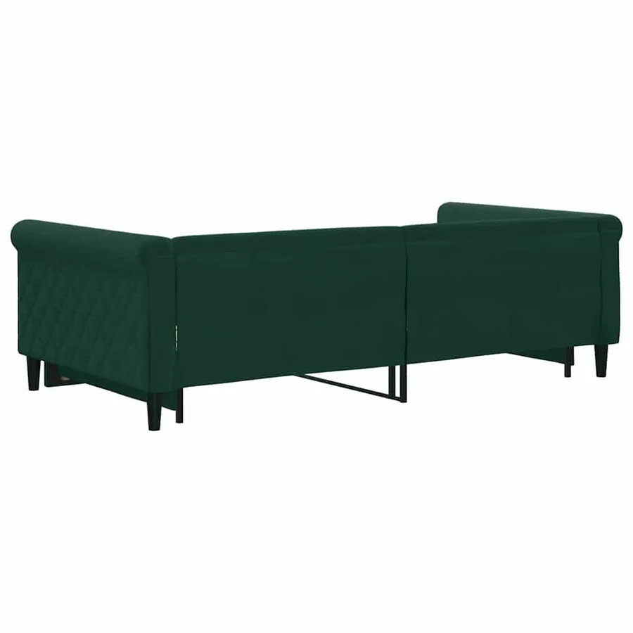 Lit de jour avec gigogne sans matelas vert foncé 100x200 cm - 5