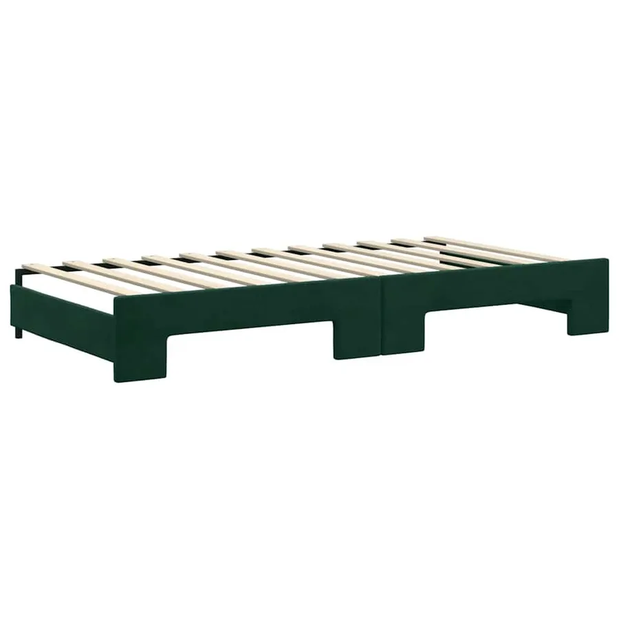 Lit de jour avec gigogne sans matelas vert foncé 100x200 cm - 8