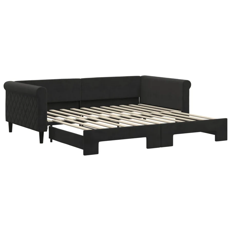 Lit de jour avec gigogne sans matelas noir 100x200 cm - 2