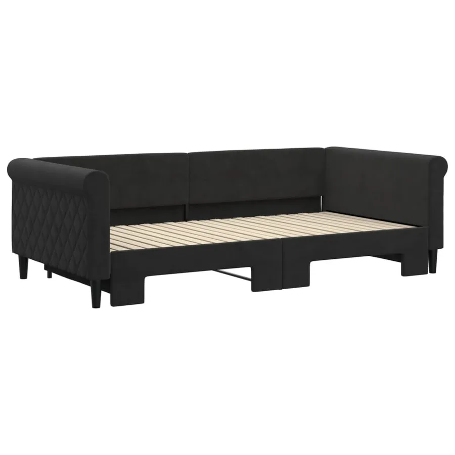 Lit de jour avec gigogne sans matelas noir 100x200 cm - 3