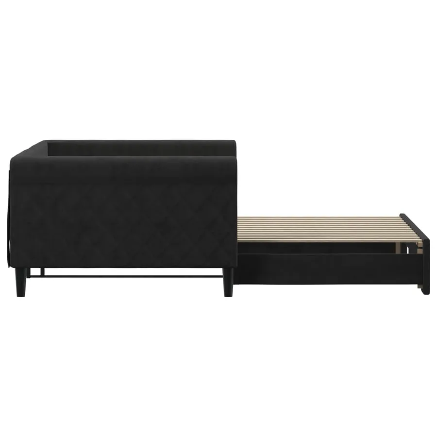 Lit de jour avec gigogne sans matelas noir 100x200 cm - 4