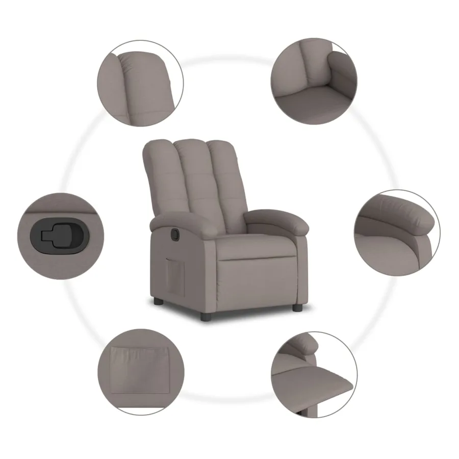 Fauteuil inclinable Taupe Tissu - 7
