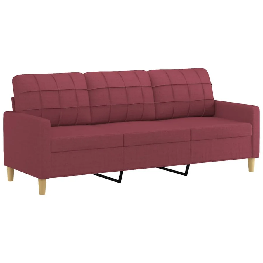 Ensemble de canapés 4 pcs avec coussins Rouge bordeaux Tissu - 5
