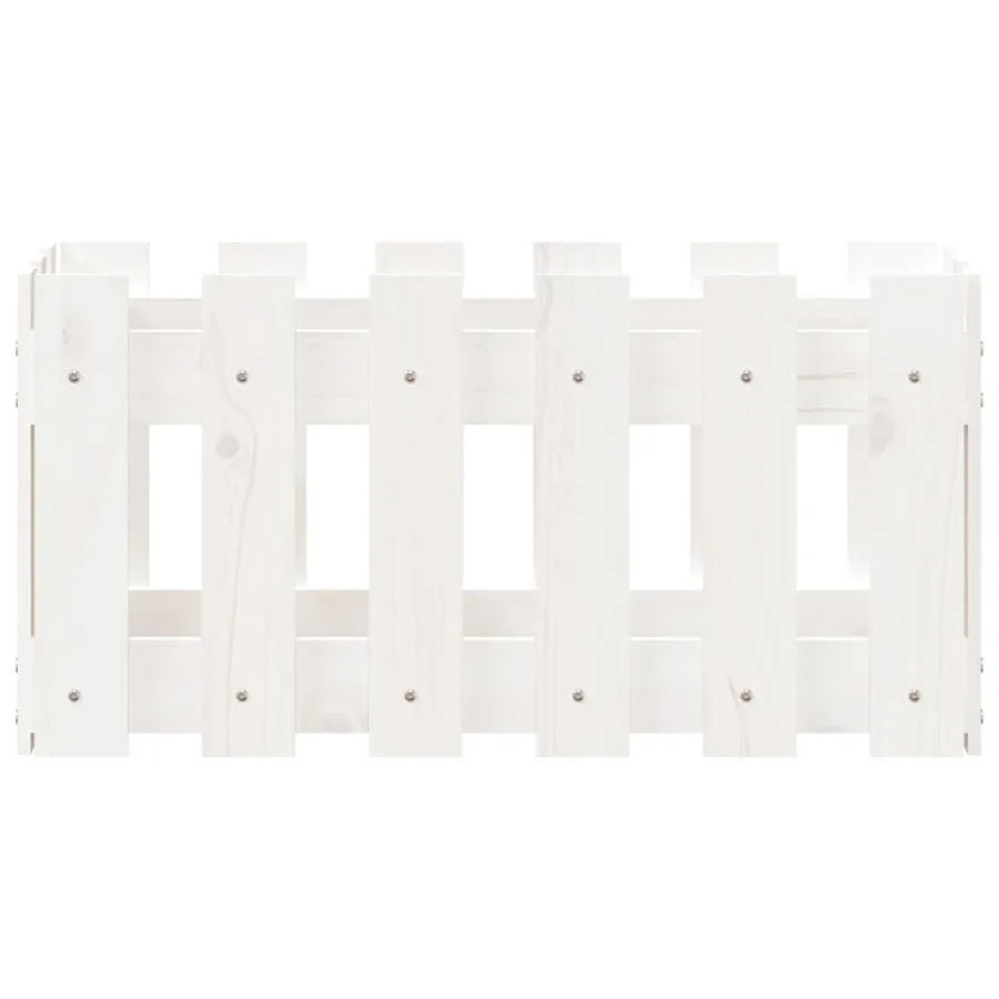 Jardinière avec design de clôture blanc 60x30x30 cm pin massif - 5