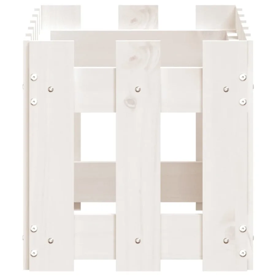 Jardinière avec design de clôture blanc 60x30x30 cm pin massif - 6