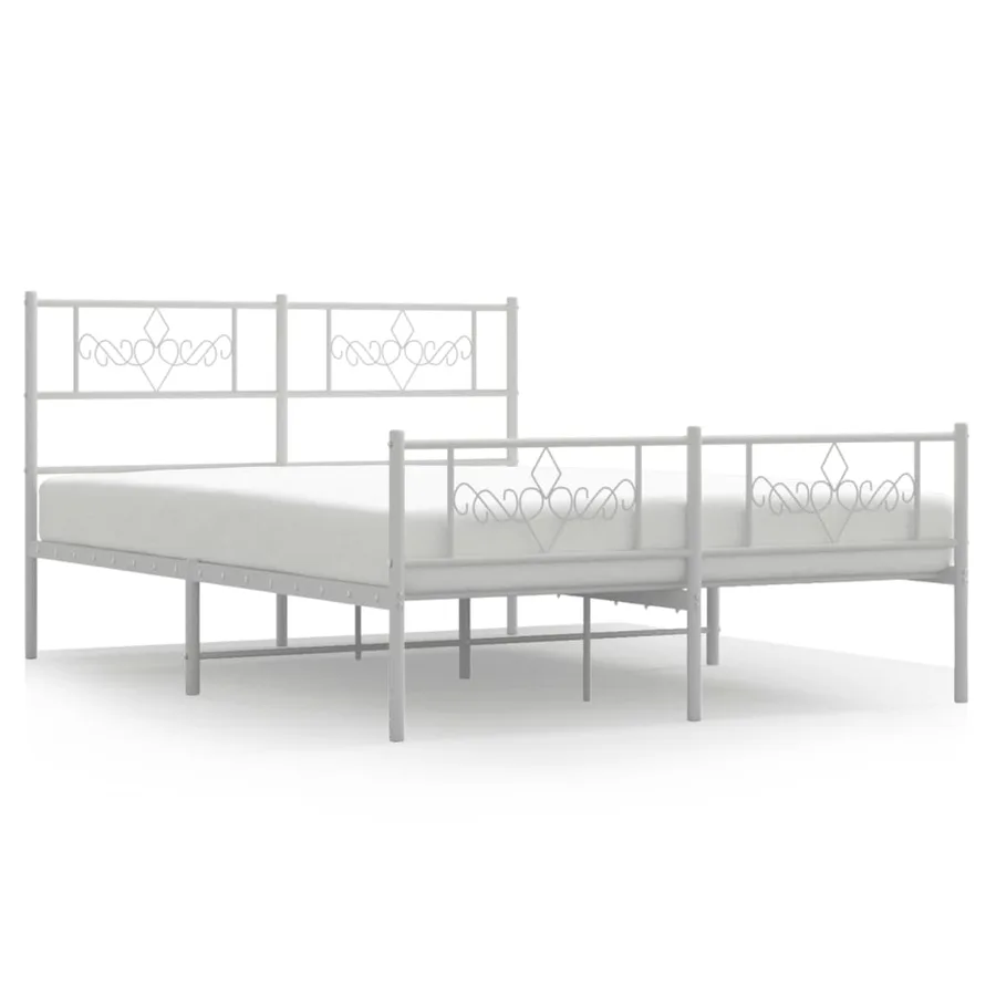 Cadre de lit métal sans matelas et pied de lit blanc 120x200 cm - 2