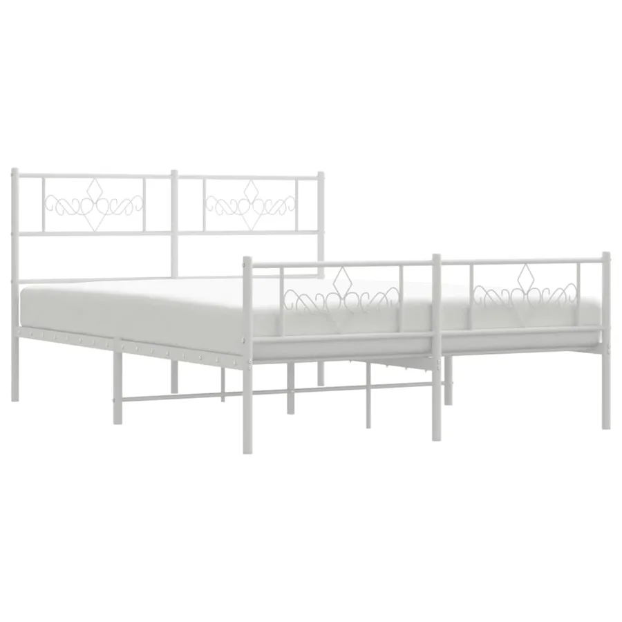 Cadre de lit métal sans matelas et pied de lit blanc 120x200 cm - 4
