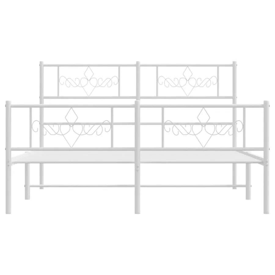 Cadre de lit métal sans matelas et pied de lit blanc 120x200 cm - 5