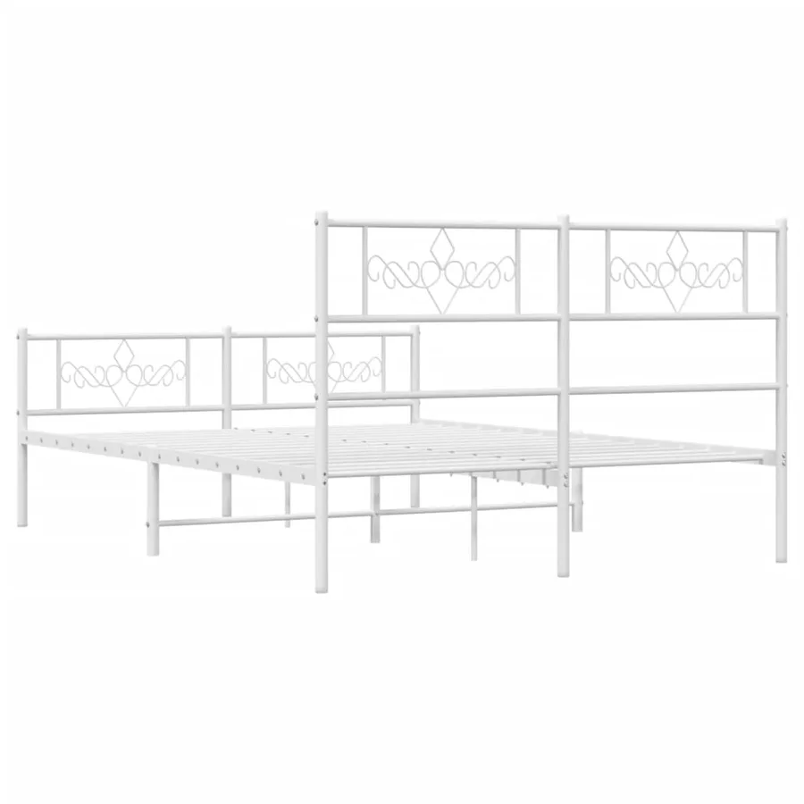 Cadre de lit métal sans matelas et pied de lit blanc 120x200 cm - 7