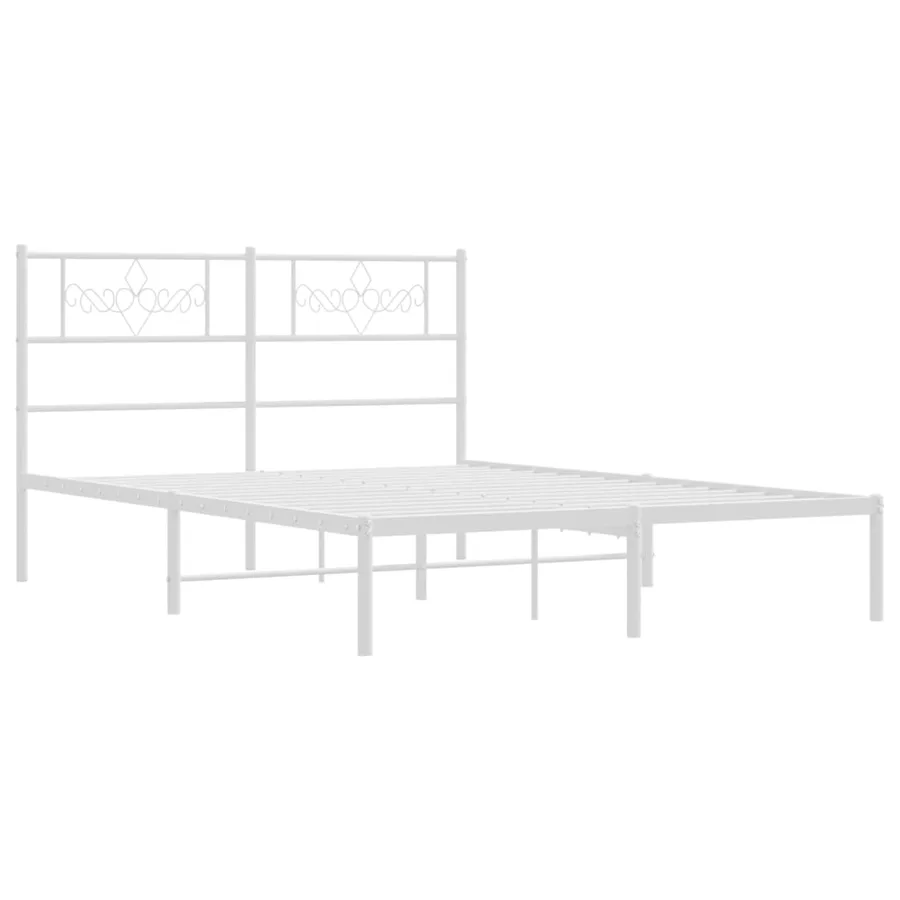 Cadre de lit métal sans matelas et tête de lit blanc 120x190 cm - 3