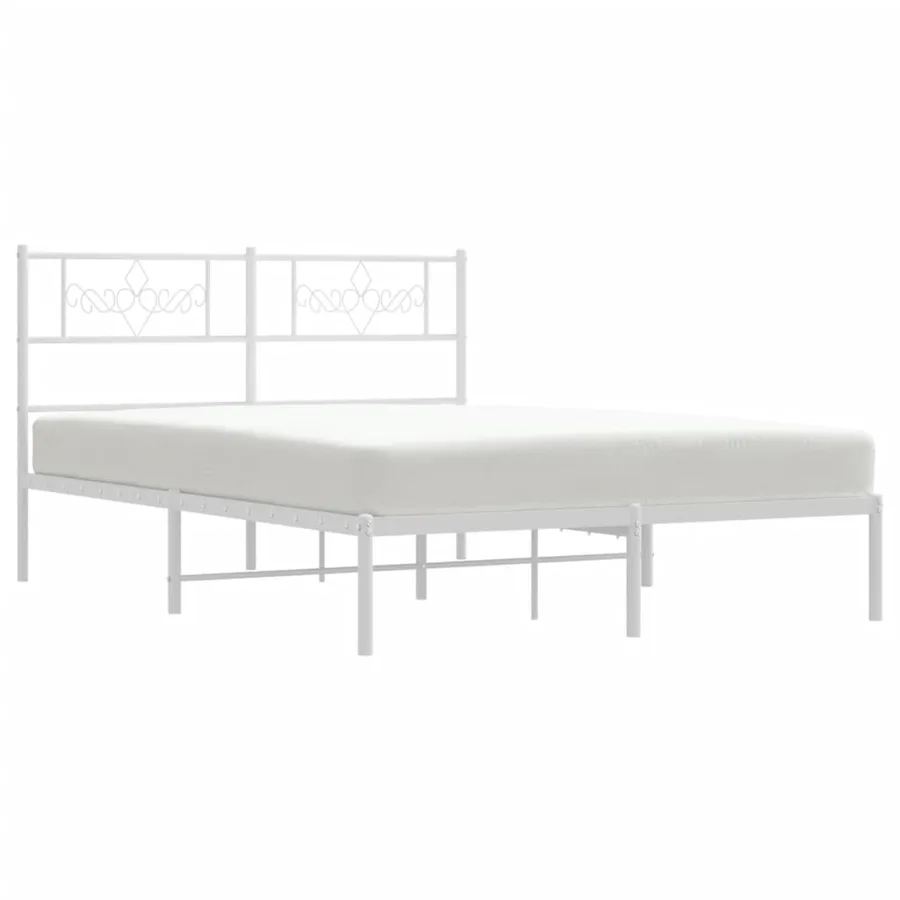 Cadre de lit métal sans matelas et tête de lit blanc 120x190 cm - 4