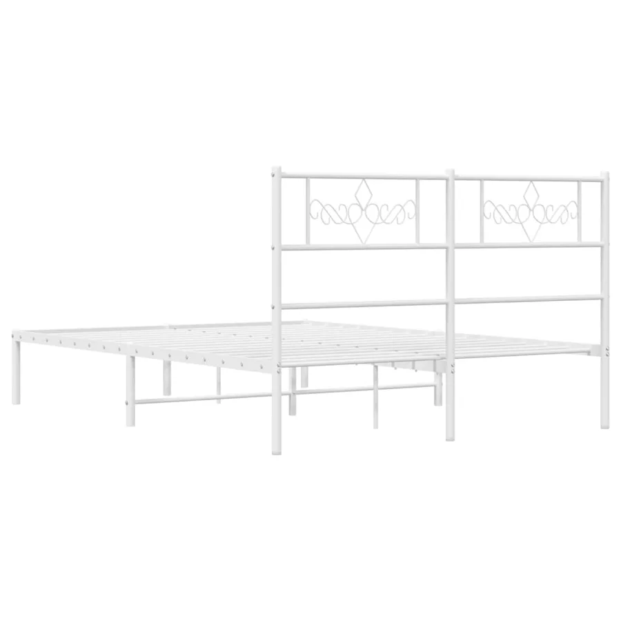 Cadre de lit métal sans matelas et tête de lit blanc 120x190 cm - 7