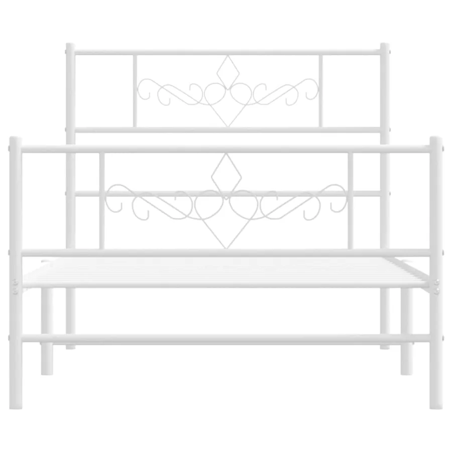 Cadre de lit métal sans matelas avec pied de lit blanc 75x190cm - 5