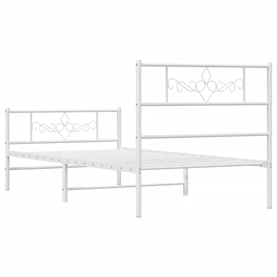 Cadre de lit métal sans matelas avec pied de lit blanc 75x190cm - 6