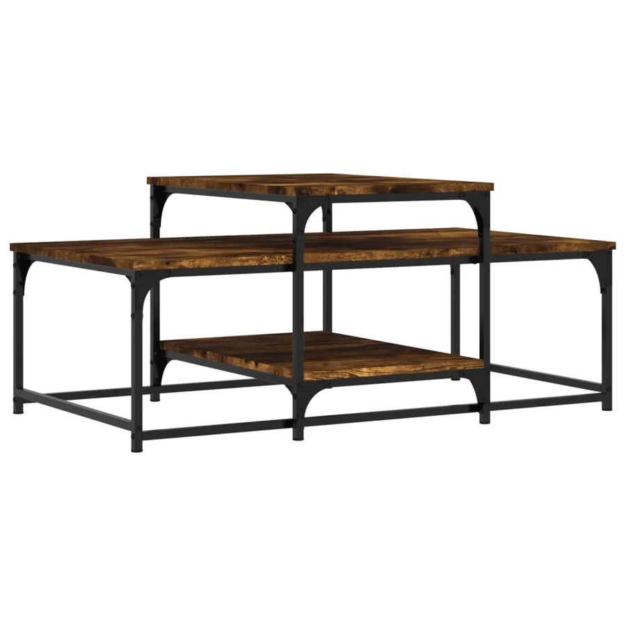 Table basse chêne fumé 102x60x45 cm bois d'ingénierie - 2