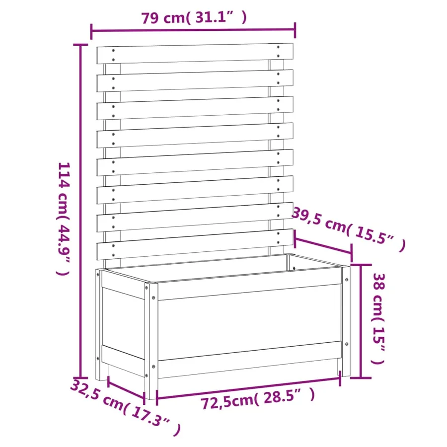 Jardinière avec support 79x39,5x114 cm bois massif douglas - 9