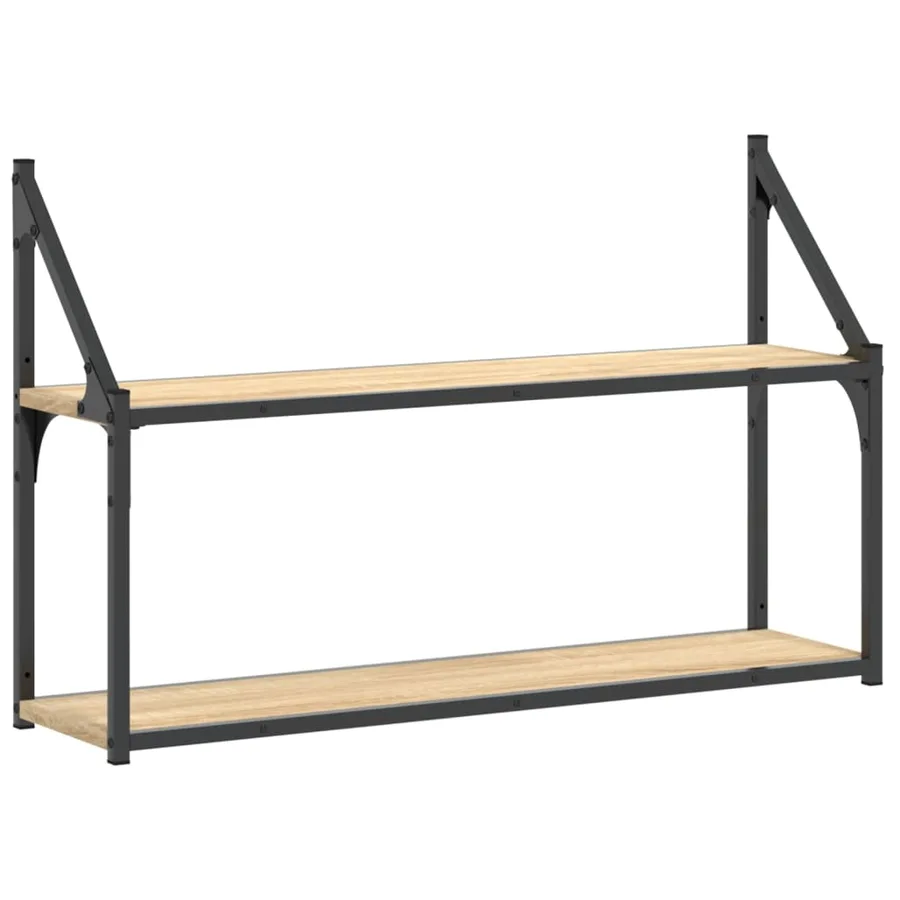 Étagère murale 2 niveaux chêne sonoma 80x21x51 cm - 2