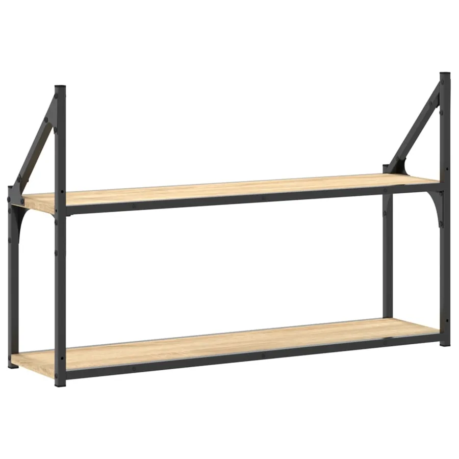 Étagère murale 2 niveaux chêne sonoma 80x21x51 cm - 6