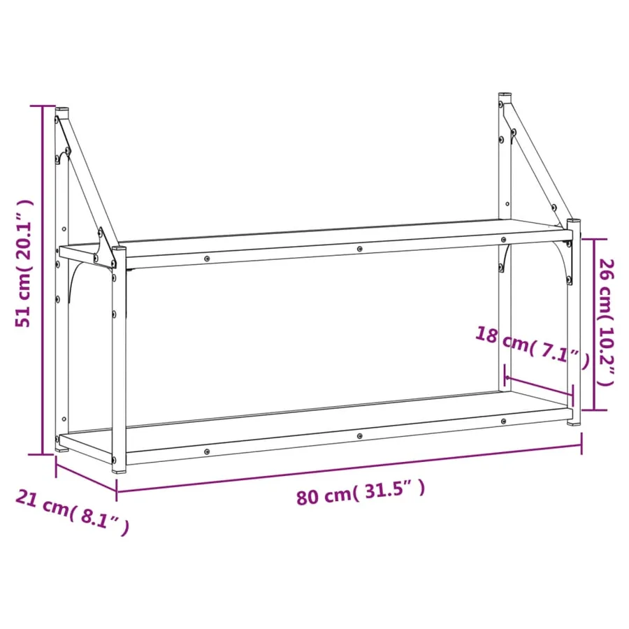 Étagère murale 2 niveaux chêne sonoma 80x21x51 cm - 8