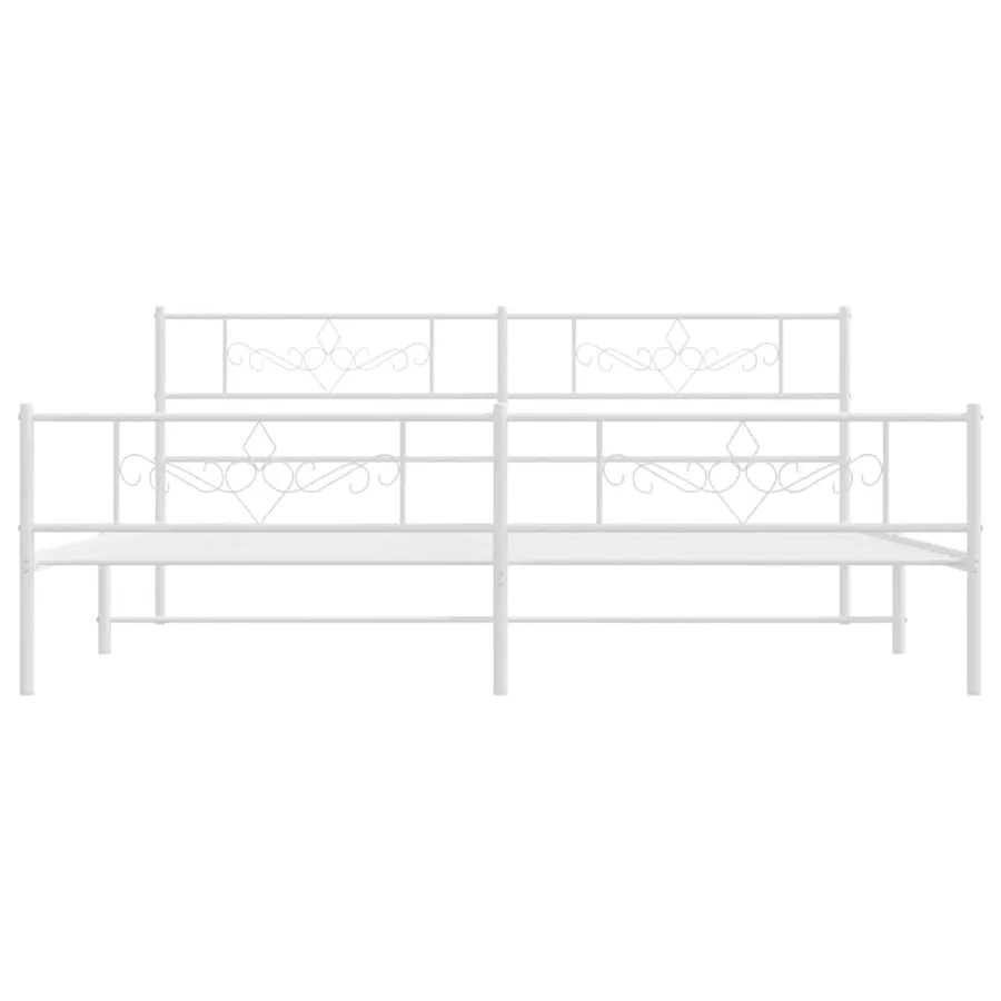 Cadre de lit métal sans matelas et pied de lit blanc 183x213 cm - 6