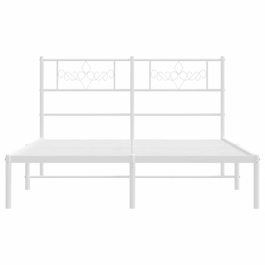 Cadre de lit métal sans matelas et tête de lit blanc 150x200 cm - 5