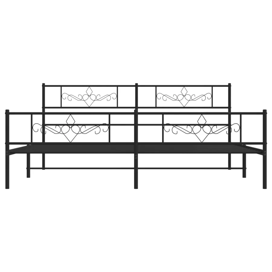 Cadre de lit métal sans matelas avec pied de lit noir 180x200cm - 5