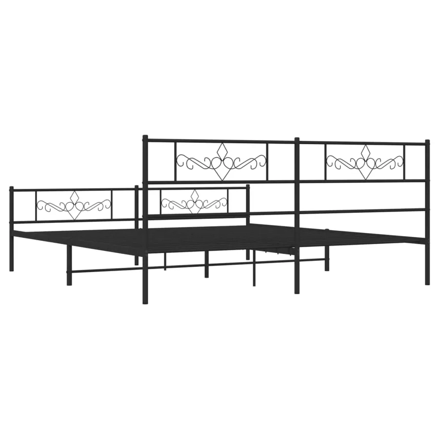 Cadre de lit métal sans matelas avec pied de lit noir 180x200cm - 7