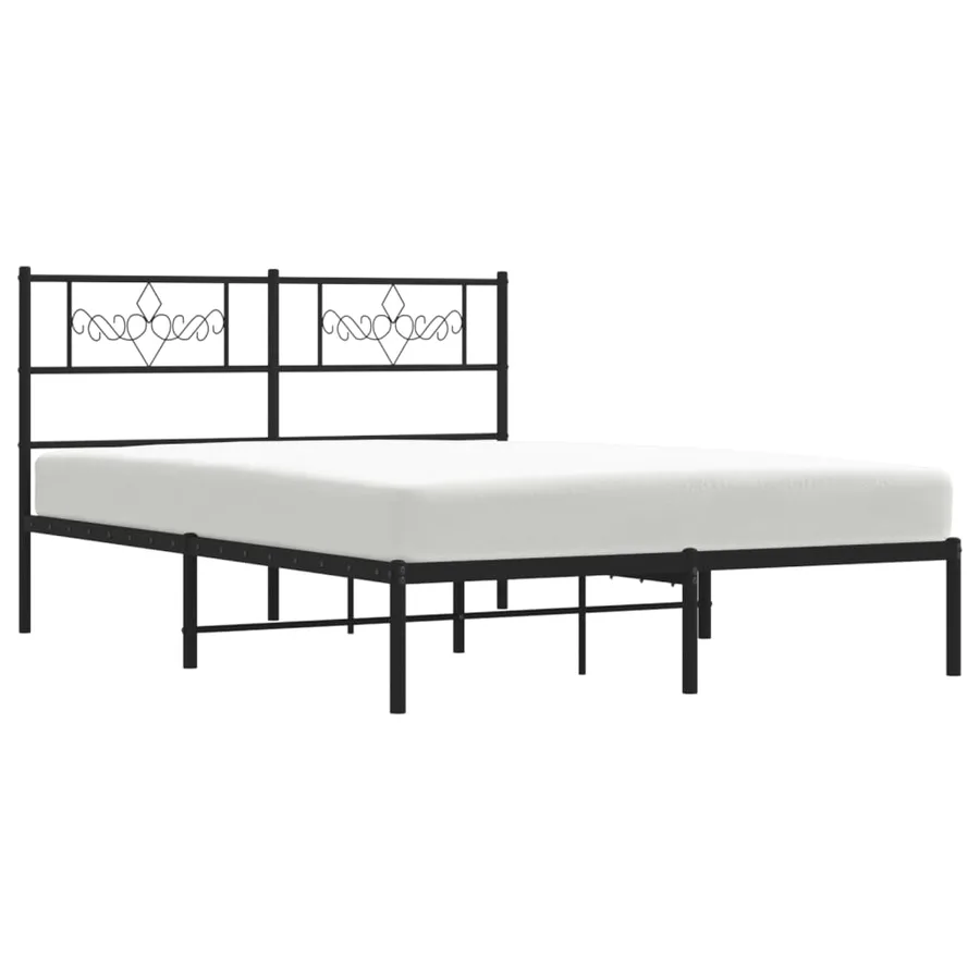Cadre de lit métal sans matelas avec tête de lit noir 140x200cm - 4