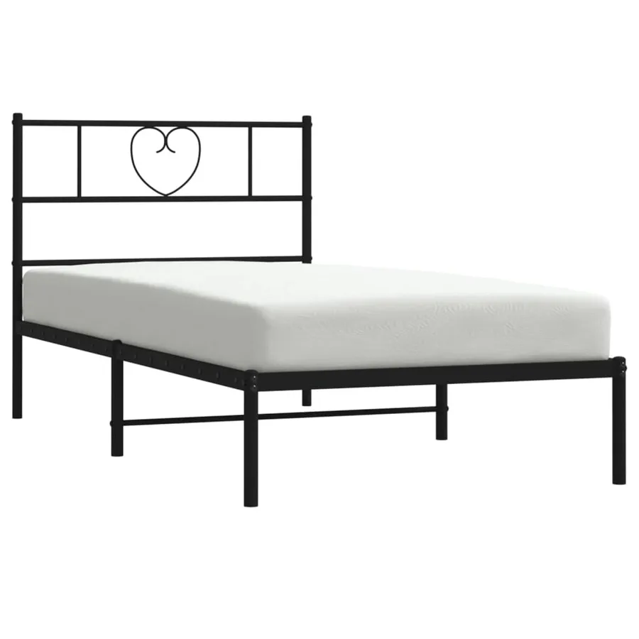 Cadre de lit métal sans matelas avec tête de lit noir 90x190 cm - 3