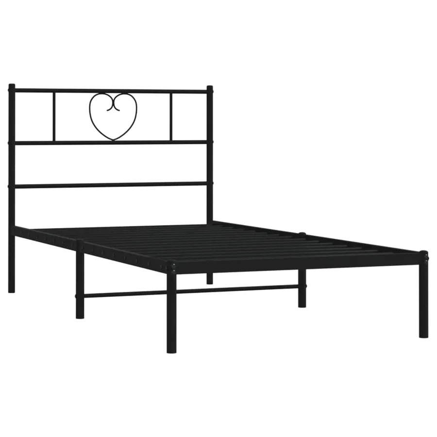 Cadre de lit métal sans matelas avec tête de lit noir 90x190 cm - 4