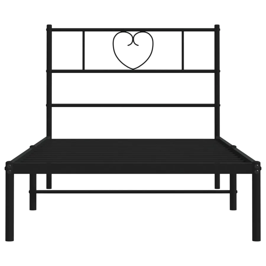 Cadre de lit métal sans matelas avec tête de lit noir 90x190 cm - 5