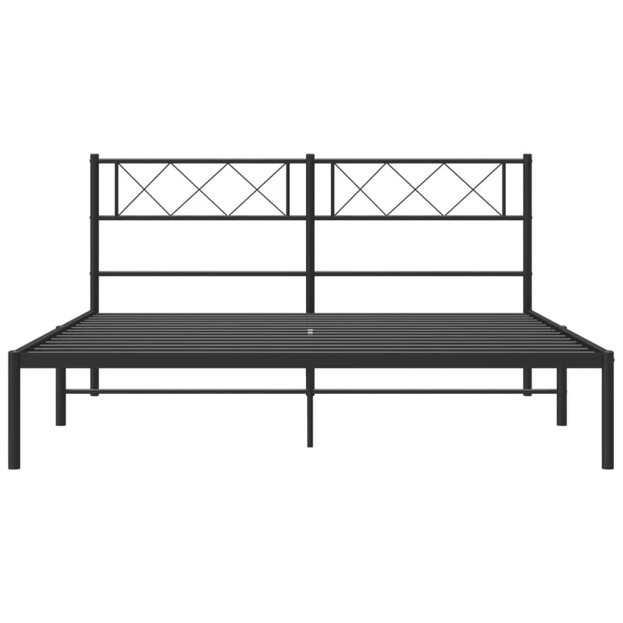 Cadre de lit métal sans matelas avec tête de lit noir 140x200cm - 4