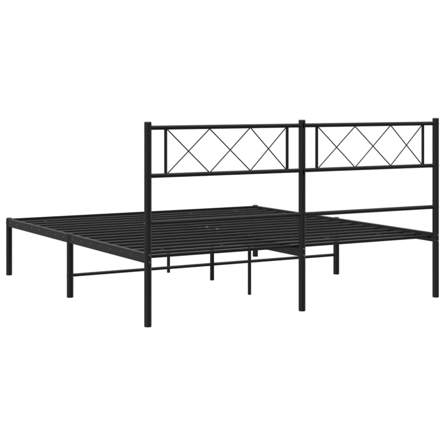 Cadre de lit métal sans matelas avec tête de lit noir 140x200cm - 7