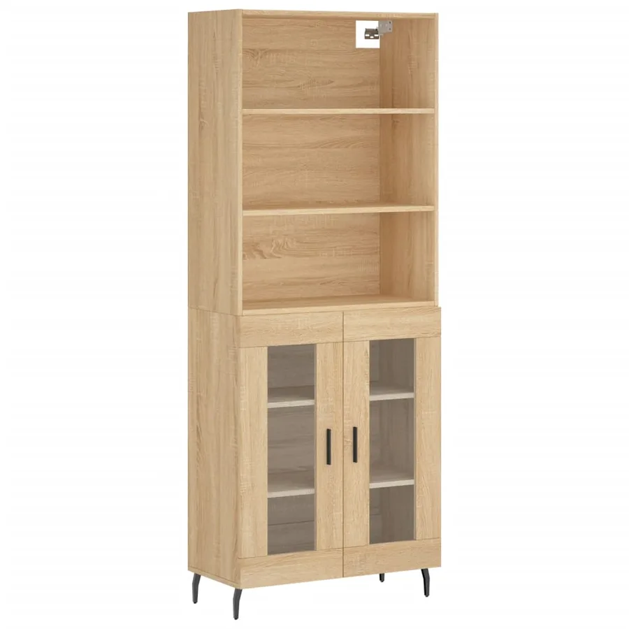 Buffet haut Chêne sonoma 69,5x34x180 cm Bois d'ingénierie - 2