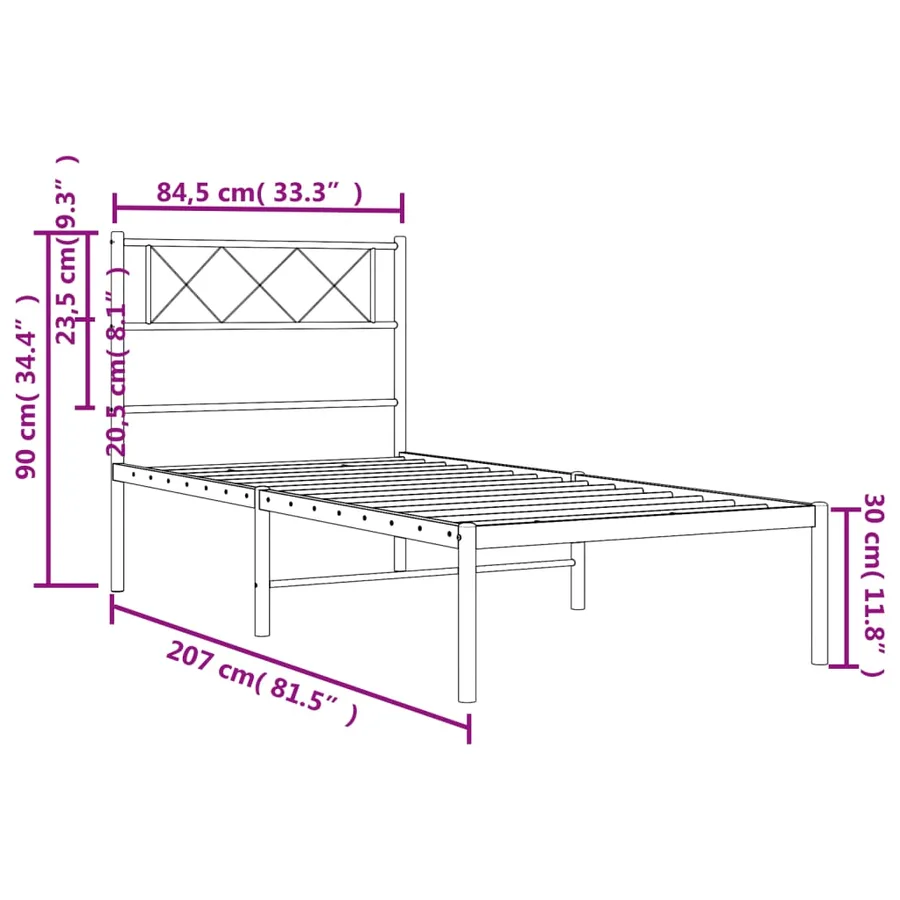 Cadre de lit métal sans matelas avec tête de lit blanc 80x200cm - 9