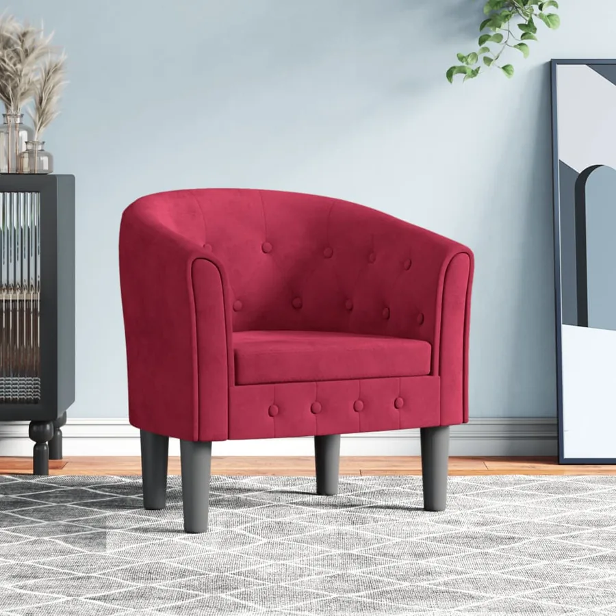Fauteuil rouge bordeaux velours