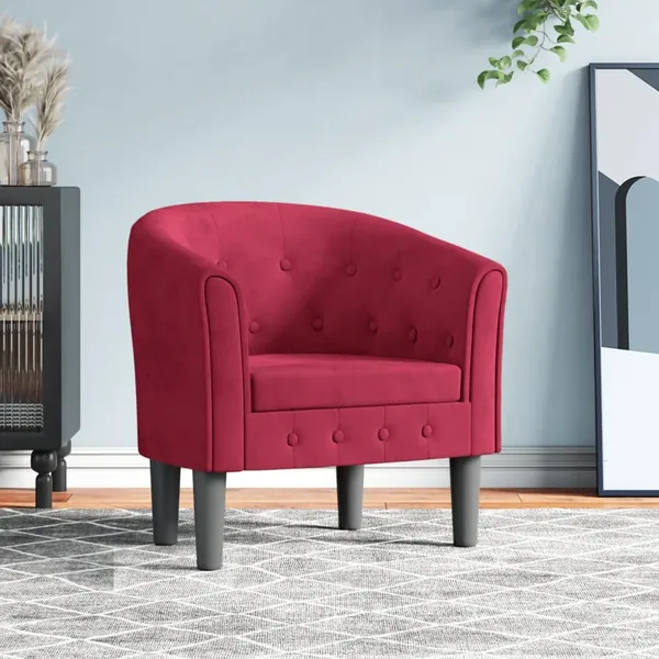 Fauteuil rouge bordeaux velours