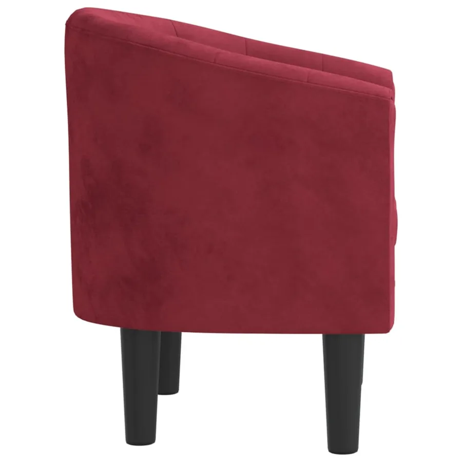 Fauteuil rouge bordeaux velours - 4