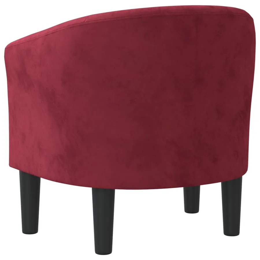 Fauteuil rouge bordeaux velours - 5