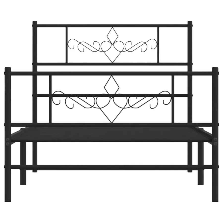 Cadre de lit métal sans matelas avec pied de lit noir 75x190 cm - 5