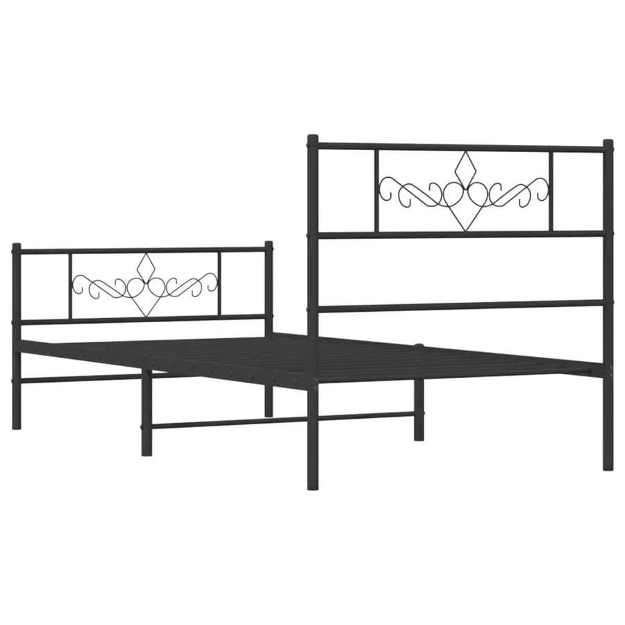 Cadre de lit métal sans matelas avec pied de lit noir 75x190 cm - 7